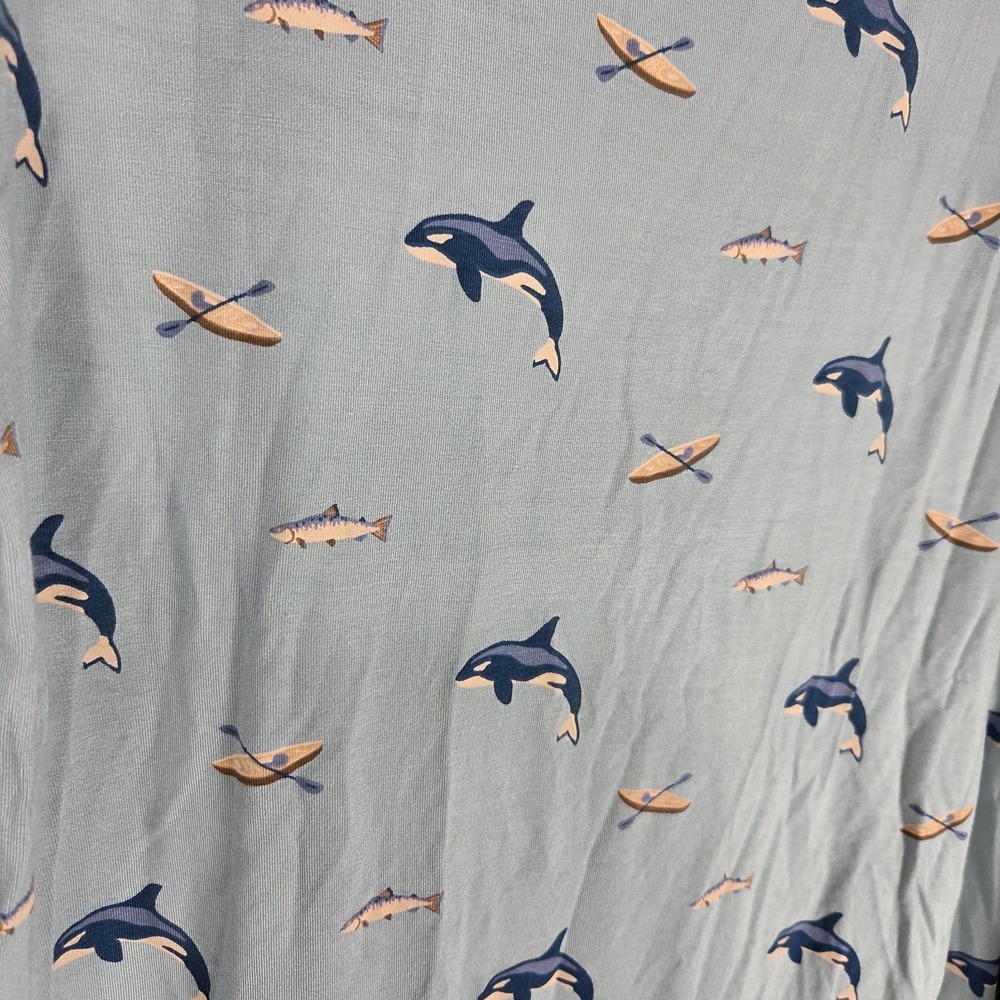 Kyte Baby Bamboo Long Sleeve Pajama Top Orca Whale Print Adult Medium Blue - Picture 4 of 4
